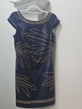 Lilly Pulitzer Navy Stud Embellished Sheath Dress